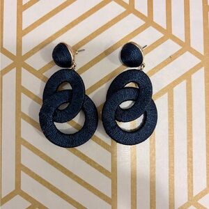 J. Crew Navy Interlocking Loop Drop Earrings